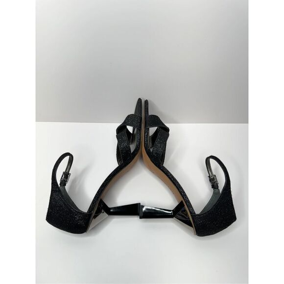 Franco Sarto Sandals Womens Size 9 Black Leather Ankle Strap Evening Heels - Picture 7 of 10